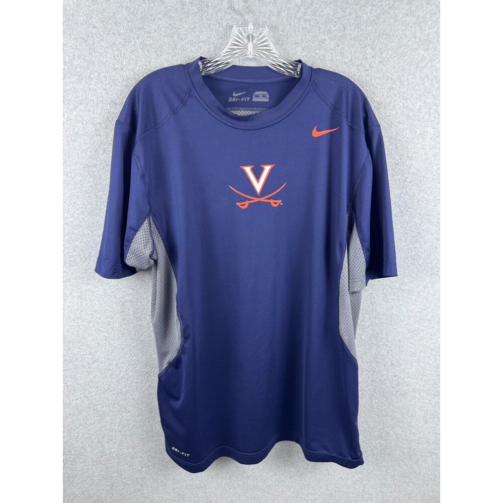 Nike Dri Fit Virginia Cavaliers Shirt Men's M Blue Short Sleeve‎ Compression
